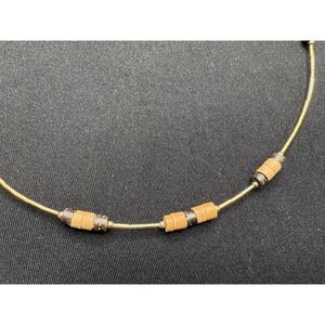 Vintage Gold Tone Wooden Beaded Chain Necklace 18  Inch